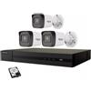 HIKVISION Kit videosorveglianza IP Hikvision Nvr POE 4 Canali 3 telecamere bullet 4 mpx hd