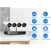 HISSEU Hiseeu 3MP Wifi Kit Telecamere Sorveglianza Sistema Sicurezza Notturna 4 Allarme