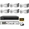 HIKVISION KIT videosorveglianza ip POE Hikvision Nvr 8 canali 4K 6 telecamere Varifocal 2.