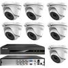 Hikvision KIT videosorveglianza Hikvision DVR 8 Canali 7 Telecamere dome 2 MP Hdd 500gb