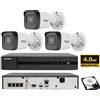 HIK VISION Kit videosorveglianza IP Hikvision Nvr POE 4 Canali 3 telecamere bullet 4 MP HDD