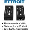 ETTROIT extender HDMI 4K su cavo lan 60mt, Kit TX-RX UTP CAT6 POE, POC Loop-Out ET5003