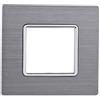 ETTROIT Placca compatibile Bticino Matix 2 moduli alluminio colore argento satinato
