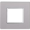 ETTROIT Placca compatibile Bticino Matix 2 moduli vetro colore argento