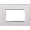 ETTROIT Placca compatibile Bticino Matix 3 moduli vetro colore argento