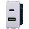 ETTROIT Presa Caricatore doppia USB 2IN1 Type-A + Type-C compatibile Vimar Plana 5Vdc 3.1A colore bianco Ettroit EV3002