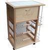 Maslegno Vesuvio - Carrello da cucina con cassetto per pane e portabottiglie naturale