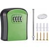 SENRISE Cassetta di sicurezza per chiavi da parete, misura S, verde, con combinazione a 4 cifre, impermeabile, per casa, garage, scuola