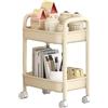 Generic Carrello da cucina a 2 livelli a 1/2 ripiani, colore bianco/crema, per microonde, carrello su ruote girevoli con ripiani regolabili, supporto da cucina per microonde per piccoli spazi, ufficio,