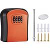 SENRISE Cassetta di sicurezza a parete per chiavi, misura S, arancione, con combinazione a 4 cifre, impermeabile, per casa, garage, scuola