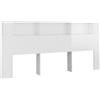 vidaXL Testiera con ripiani bianco lucido 220x18,5x104,5 cm