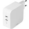 Deltaco Caricabatterie da parete Deltaco Dual USB-C PD, GaN, 100W - Bianco