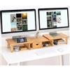 OEM Supporto per monitor Bamboo Dual, supporto per due monitor, completo di piedistallo da scrivania, articoli per ufficio, per monitor da computer, fino a 59 kg, colore naturale
