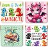 Peacoblue 4 piccoli portamonete da donna, in pelle, impermeabili e durevoli, con chiusura a scatto, mini portamonete, per adulti, adolescenti, ragazze, miglior regalo, Drago Magico Carino, 11cm x 12cm