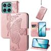 JIUNINE Custodia a Libro in Pelle per Motorola Moto G37, Oro rosa