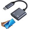 Kbnuetyg Adattatore per cuffie di tipo C - Cavo convertitore audio USB C, connettore jack da 3,5 mm, caricatore USB C, compatibile con dongle 2 in 1, riproduzione multimediale, musica, chiamate in