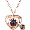 Zopmopae Collana Personalizzata con Proiezione Fotografica a Cuore - I Love You in 100 Lingue per Mamma e Moglie - Per la Festa della Mamma