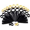 Grewod Dilatatore Uomo 10MM/12MM/14MM/16MM/18MM/20MM Dilatatori Lobo Kit Dilatatori Oro Tunnel Donna Acrilico Piercing Orecchio, 36 Pezzi