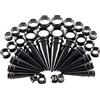 Grewod Dilatatore Tunnel Orecchio 10MM/12MM/14MM/16MM/18MM/20MM Dilatatori Lobo Kit Dilatatori Nero Uomo e Donna Acrilico Piercing, 36 Pezzi