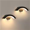 DAXGD 2 Pezzi Applique da Parete LED, 24W 2650LM Impermeabile IP65 LED Lampada da Parete Esterno/Interno,Metallo Nero Lampada da Muro per Giardino, Garage, Corridoio, Cortile, Bianco Caldo 3000K