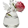 Generic Vaso per fiori in vetro a forma di angelo, centrotavola trasparente, contenitore per fiori di angelo, contenitore idrocorpo, vaso decorativo idroponico per balcone e giardino