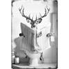 SUPERDANT Cartello In Metallo Vintage con Cervo Che Legge Il Giornale Poster per Toilette Cartelli Retrò Cartello In Metallo con Animali Divertenti Decorazione Retrò per Camera Da Letto e Bagno
