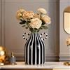 LINYTHER Vaso in ceramica bianca e nera con manico, piccolo vaso in stile nordico bohémien, centrotavola per fiori, bocca larga, vaso per fiori singolo, erba della pampa, decorativo, per davanzale della casa,