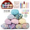 LetCart 36 Pezzi Uncinetto Set, Kit Uncinetto Principianti include 3 Uncini Ergonomici in Metallo, Lana per Maglieria Multicolore, Filati Lana Acrylico per Uncinetto e Lavori a Maglia (Batik)