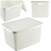 KADAX Cesto portaoggetti, cesto con coperchio, scatola portaoggetti, scatola portaoggetti in plastica, cesto portaoggetti moderno, contenitore con fori di ventilazione (18L, Bianco)