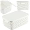 KADAX Cestino portaoggetti, cestino con coperchio, scatola portaoggetti, in plastica, cestino per scaffale moderno, contenitore con fori di ventilazione (4,5 l, bianco)