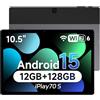 ALLDOCUBE iPlay70 S 10,5 pollici Android 15 Tablet, 12GB RAM + 128GB ROM (1TB TF), display IPS FHD+ 1920×1280, processore octa-core, WiFi 6, BT 5.2, jack audio 3,5 mm, batteria da 6000 mAh