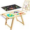 VEVOR Tavolo Sensoriale per Bambini Piccoli, Tavolino Attività in Legno per Bambini e Cavalletto Artistico con Tavola a Doppio Lato Contenitori Portaoggetti, per Giochi da Bimbi con Sabbia e Acqua
