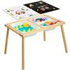 VEVOR Tavolo Sensoriale per Bambini Piccoli, Tavolino Multiattività da Gioco in Legno con Piano Reversibile Doppio Lato Contenitori Portaoggetti e Piedini Antiscivolo, per Sabbia Acqua Disegno Studio