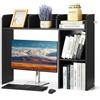 VEVOR Libreria da Scrivania, Organizer per Oggetti da Scrivania 2 Livelli, Scaffale per Esposizione in Legno per Ufficio, Libreria con Piedini Antiscivolo, per Ufficio Casa, 945 x 241 x 734 mm Nero