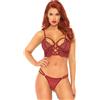 LEG AVENUE Completino Sexy Lace Bralette and Thong Rosso