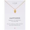 LUUK LIFESTYLE Collana con ciondolo pigna e acciaio inossidabile (50cm), con carta HAPPINESS, gioielli semplice, portafortuna, idea regali donna, lei, ragazza, compleanno, oro