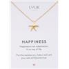 LUUK LIFESTYLE Collana con ciondolo stella marina e acciaio inossidabile (50cm), con carta HAPPINESS, gioielli semplice, portafortuna, idea regali donna, lei, compleanno, mare, oro