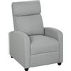 HOMCOM Poltrona Relax, regolabile 135°, poggiapiedi e schienale imbottiti, Lino-Polyester, Grigio Chiaro | Aosom Italy