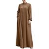 Generic Abaya da donna con colletto a camicia e cerniera, abito maxi sciolto, abito da sera casual, comodo, traspirante, elegante, abiti musulmani, 01# Nero, M