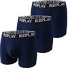 REPLAY I101102-004-N188 Boxer, con Logo (3 Pezzi) Boxer da Uomo Uomo Blue Marine Taglia L