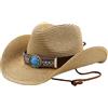 Gcroet Cappello di paglia da cowboy, cappello da sole Cowgirl Cappello da cowboy con cappello da uomo Women Straw Cowgirl Cappello da sole Vintage Nationality Style Roll Up Cappello da spiaggia estivo