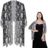 Yeria Cape Stola - Mantello da donna con stelle e luna, per abiti da sera, matrimoni, feste di Natale, stile indiano, design con paillettes, nero/argento, Taglia unica