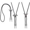 AHANDMAKER 3 Stili Bolo Tie Collane Bolo Cravatta Stile Occidentale Argento Antico Bolotie In Lega Per Bovini di Capra Rodeo Cowboy Cravatta Bolokrawatte Con Teschio Di Mucca Design, Pelle sintetica