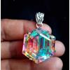 Gravity Gems Ciondolo In Argento Sterling 925 Con Mystic Topaz Esagonale 50.16 Ct