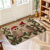 Generic Tappeto con gufi, accogliente tappeto natalizio con agrifoglio, cappello di Babbo Natale, antiscivolo, rosso, resistente allo sbiadimento, per bagno, ingresso, comodino, porta, decorazione da 5 x 7,6