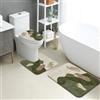 Generic Set di tappetini da bagno naturali, 3 pezzi, artistici, funghi, piante verdi, assorbenti, antiscivolo, a forma di U, lavabili, in memory foam, ad asciugatura rapida, set di tappeti da bagno