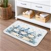 Generic Joyful - Tappetino da bagno con gnomo invernale, ad asciugatura rapida, con fiocchi di neve blu, assorbente, antiscivolo, in flanella, lavabile, per bagno, WC, decorativo, 40,6 x 61 cm