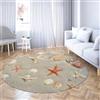 TOANGWALL Tappeto circolare da spiaggia 80cm Stella di mare con motivo sabbioso e antiscivolo lavabile tappeti tondi per soggiorno bagno balcone corridoio