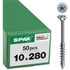 Spax 191011002805 - Viti per costruzioni in legno, 10,0 x 280 mm, 50 pezzi, T-STAR Plus, a testa svasata, filettatura parziale, 4CUT, WIROX A3J, 191011002805