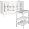 roba Cameretta per Bambini roba Style, Fasciatoio, Lettino Combinato con Rete a Doghe 60 x 120 cm, Bianco